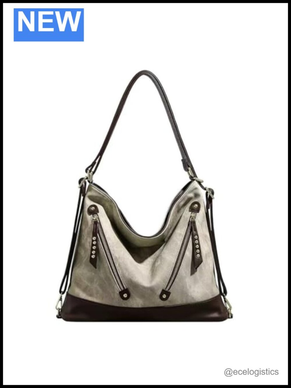 Large Capacity Tote Handbag PU Leather Adjustable Strap Shoulder Bag Work
